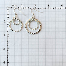 Load image into Gallery viewer, Hammered Silver Double Hoop Earrings, Stacked 