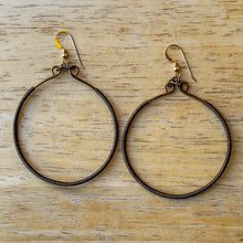 Load image into Gallery viewer, Antique Brass Hoop Earrings Wrapped with Matching Wire