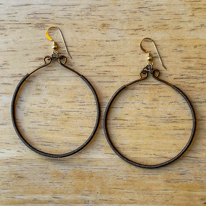 Antique Brass Hoop Earrings Wrapped with Matching Wire
