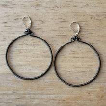 Load image into Gallery viewer, Hematite Hoop Earrings Wrapped with Hematite Wire
