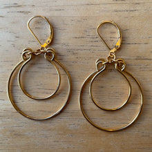Load image into Gallery viewer, Gold Double Hoop Earrings, Hand-shaped