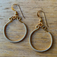 Load image into Gallery viewer, Gold Hoop Earrings Wrapped with Silver Wire