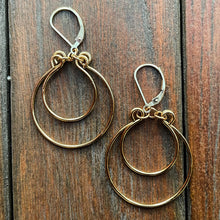 Load image into Gallery viewer, Gold Double Hoop Earrings, Hand-shaped
