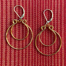 Load image into Gallery viewer, Gold Double Hoop Earrings, Hand-shaped