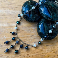 Load image into Gallery viewer, Dark Grey, White and Silver Medieval Princess Pearl Necklace 
