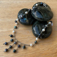 Load image into Gallery viewer, Dark Grey, White and Silver Medieval Princess Pearl Necklace 