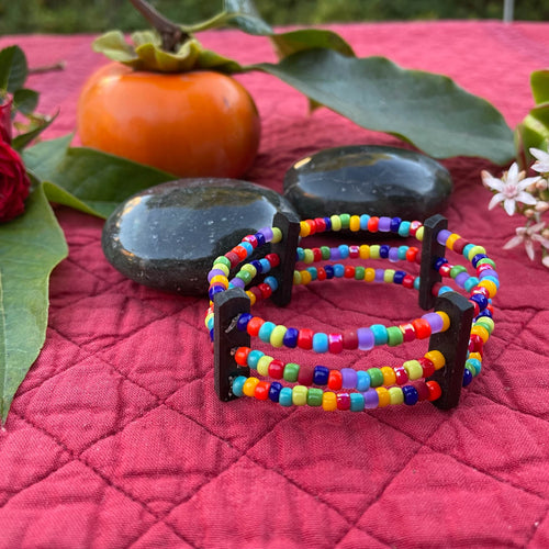Confetti 3-Strand Beaded Stretch Bracelet with Horn Spacers