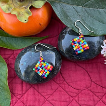 Load image into Gallery viewer, Confetti Beaded Postage Stamp Squares Earrings