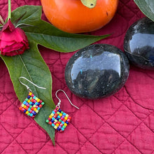 Load image into Gallery viewer, Confetti Beaded Postage Stamp Squares Earrings
