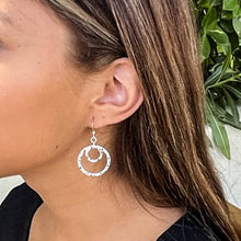 Load image into Gallery viewer, Hammered Silver Double Hoop Earrings