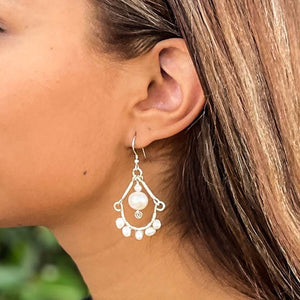 Freshwater Pearl Half Hoop Earrings with Wrapped Wire Connectors