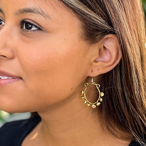 U-Shaped Hoop Earrings Wrapped with Freshwater Pearls