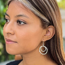Load image into Gallery viewer, Hammered Silver Double Hoop Earrings, Stacked (click for sizes) #123
