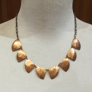 Shark's Teeth Hammered Copper Cutouts Necklace