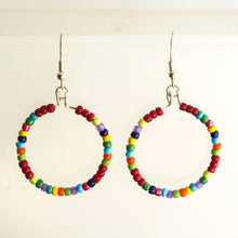 Load image into Gallery viewer, Confetti Beaded Hoop Earrings