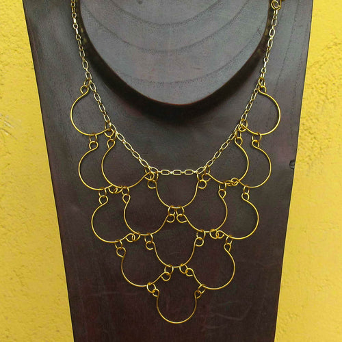 15-Loop Wire Necklace with chain, gold