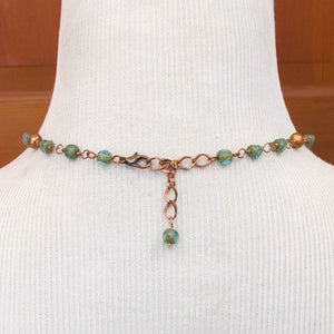 Copper and Green Medieval Princess Pearl Necklace 