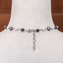 Load image into Gallery viewer, Dark Grey, White and Silver Medieval Princess Pearl Necklace 