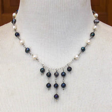 Load image into Gallery viewer, Dark Grey, White and Silver Medieval Princess Pearl Necklace  