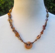 Load image into Gallery viewer, Multi-Strand Necklace with carnelian donut with gemstone and glass beads