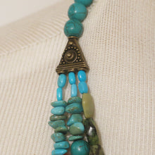 Load image into Gallery viewer, 3 Layered Beaded Necklace with turquoise and silver finding