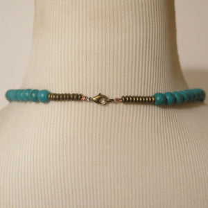 3 Layered Beaded Necklace turquoise, lobster claw clasp
