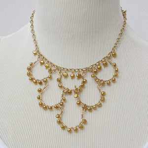 6-Loop Gold Pearl Necklace on chain