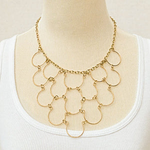 15-Loop Wire Necklace, with chain, gold