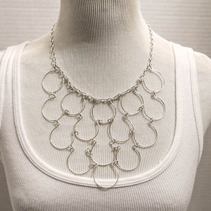 15-Loop Wire Necklace with chain, silver