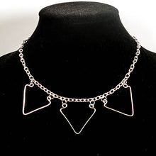 Load image into Gallery viewer, Geometric Wire Necklace with chain and triangles, silver