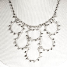 Load image into Gallery viewer, 6-Loop Handmade Necklace on silver chain wrapped with matching metal beads