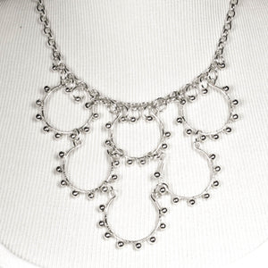 6-Loop Handmade Necklace on silver chain wrapped with matching metal beads
