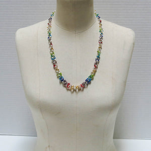 Rainbow Chain Maille Necklace with Glass Seed Beads