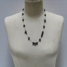 Load image into Gallery viewer, Floating Design Peacock Blue-Gray Freshwater Pearl Necklace on silk cord