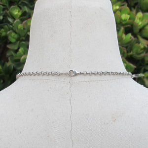 Silver Hammered Leaf Viking Knit Necklace with silver chain and lobster claw clasp