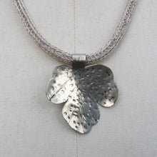 Load image into Gallery viewer, Silver Hammered Leaf Viking Knit Necklace