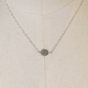 Tiny Single Gemstone Necklace - Labradorite