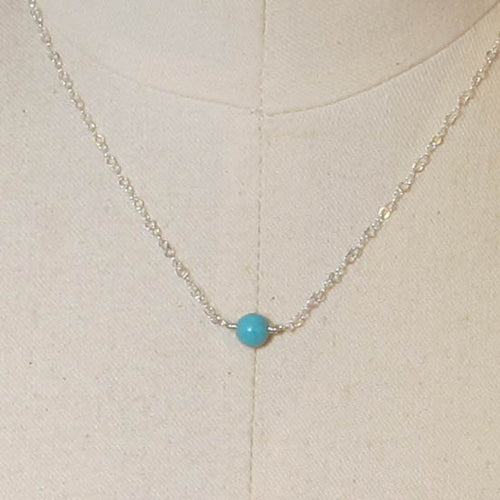 Turquoise Magnesite Tiny Single Gemstone Necklace