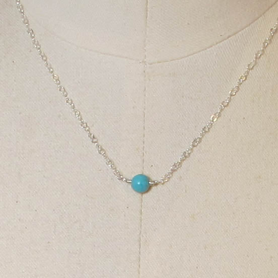 Turquoise Magnesite Tiny Single Gemstone Necklace