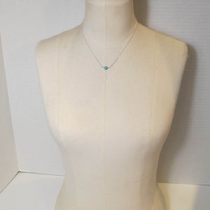 Turquoise Magnesite Tiny Single Gemstone Necklace