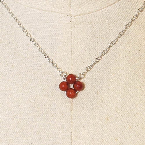 Red Jasper Tiny, 4-Leaf Clover Gemstone Necklace