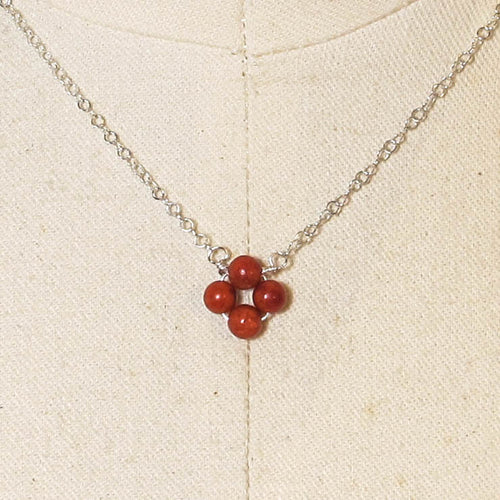Red Jasper Tiny, 4-Leaf Clover Gemstone Necklace