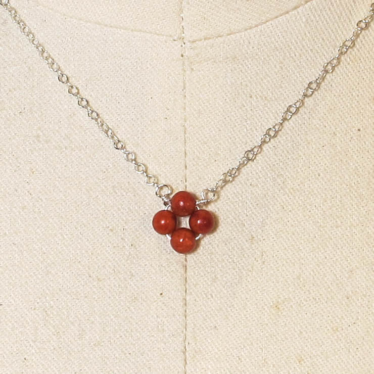 Red Jasper Tiny, 4-Leaf Clover Gemstone Necklace