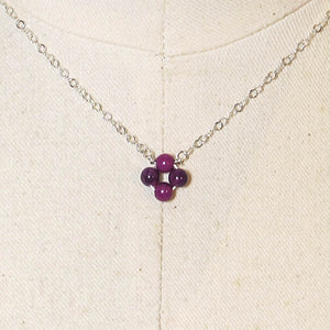 Purple Mountain "Jade" Tiny, 4-Leaf Clover Gemstone Necklace