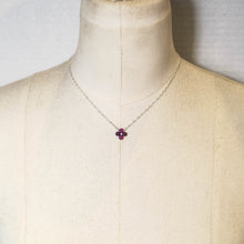 Load image into Gallery viewer, Purple Mountain &quot;Jade&quot; Tiny, 4-Leaf Clover Gemstone Necklace