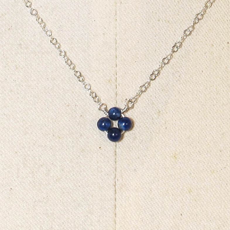 Lapis Lazuli Tiny, 4-Leaf Clover Gemstone Necklace