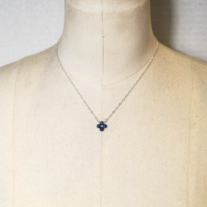 Lapis Lazuli Tiny, 4-Leaf Clover Gemstone Necklace