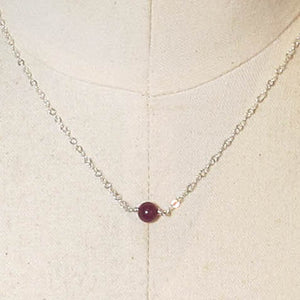 Tiny Single Gemstone Necklace - Lepidolite