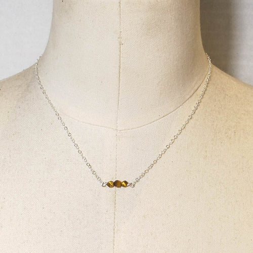 Tiny Gemstone Necklace - Tiger Eye