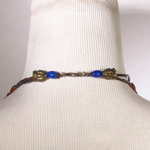 Load image into Gallery viewer, Double Strand Beaded Necklace with blue red turquoise &amp; green glass &amp; gemstone beads lobster claw clasp